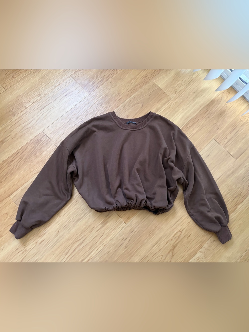 Brown Zara cropped crewneck- size medium